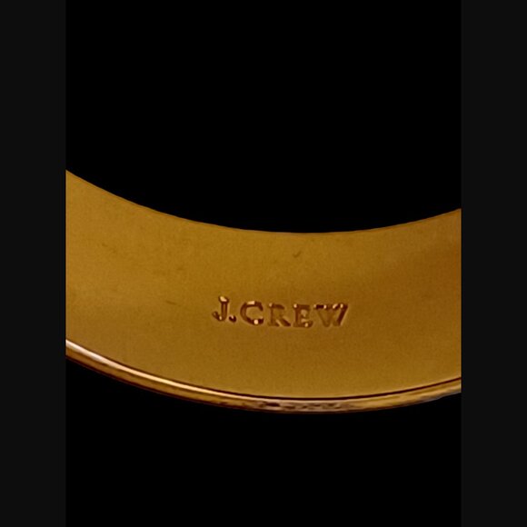 J.crew Gold Tone Green Enamel 7.75" Chunky Bangle Bracelet - Picture 4 of 7